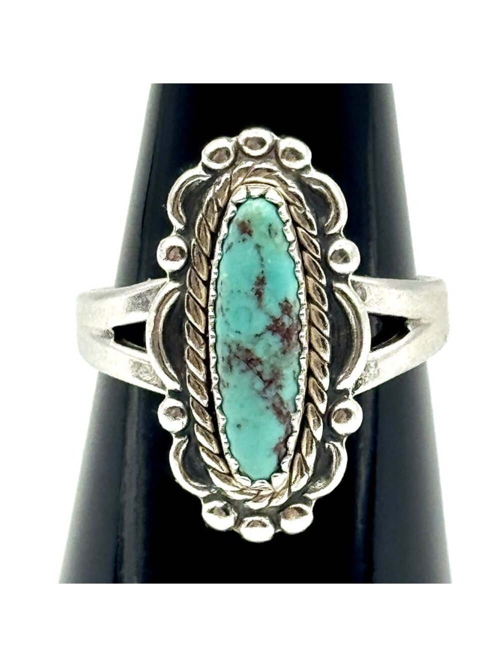 Vintage Sterling Silver Turquoise Size 6.5 Bell Trading Post Native American